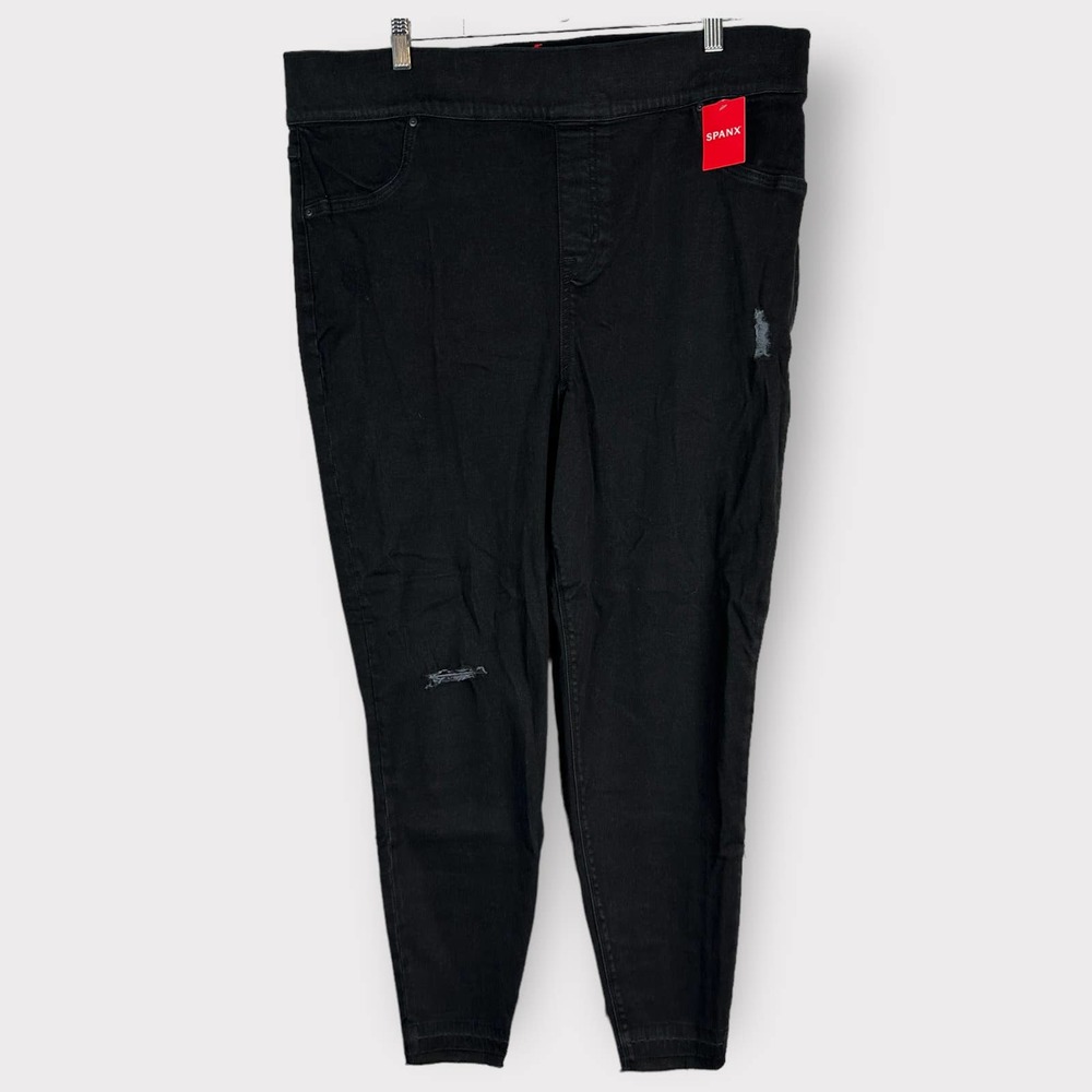 SPANX NWT Distressed Denim Jegging Vintage Black Stretch Jeans Women's Plus 3X